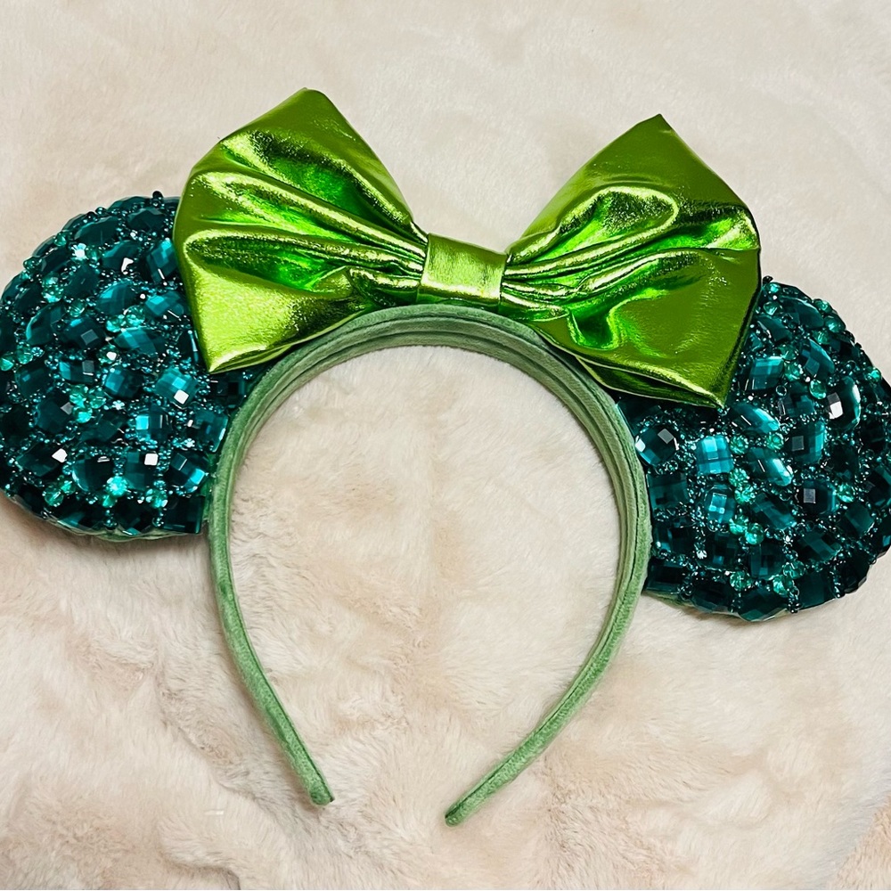 Disney Ears Rhinestones Green Handmade